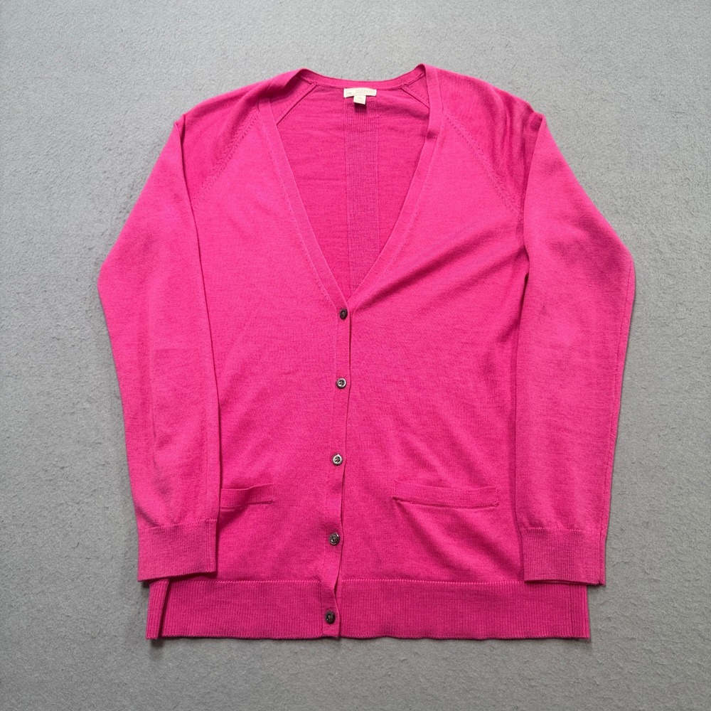 Y2K GAP Cardigan Sweater Womens Small Pink Extra Fine Merino Wool V-Neck Knitted